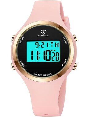 Women's Pink Quartz Chronograph Waterproof Outdoor Sport Alarm Digital Watch